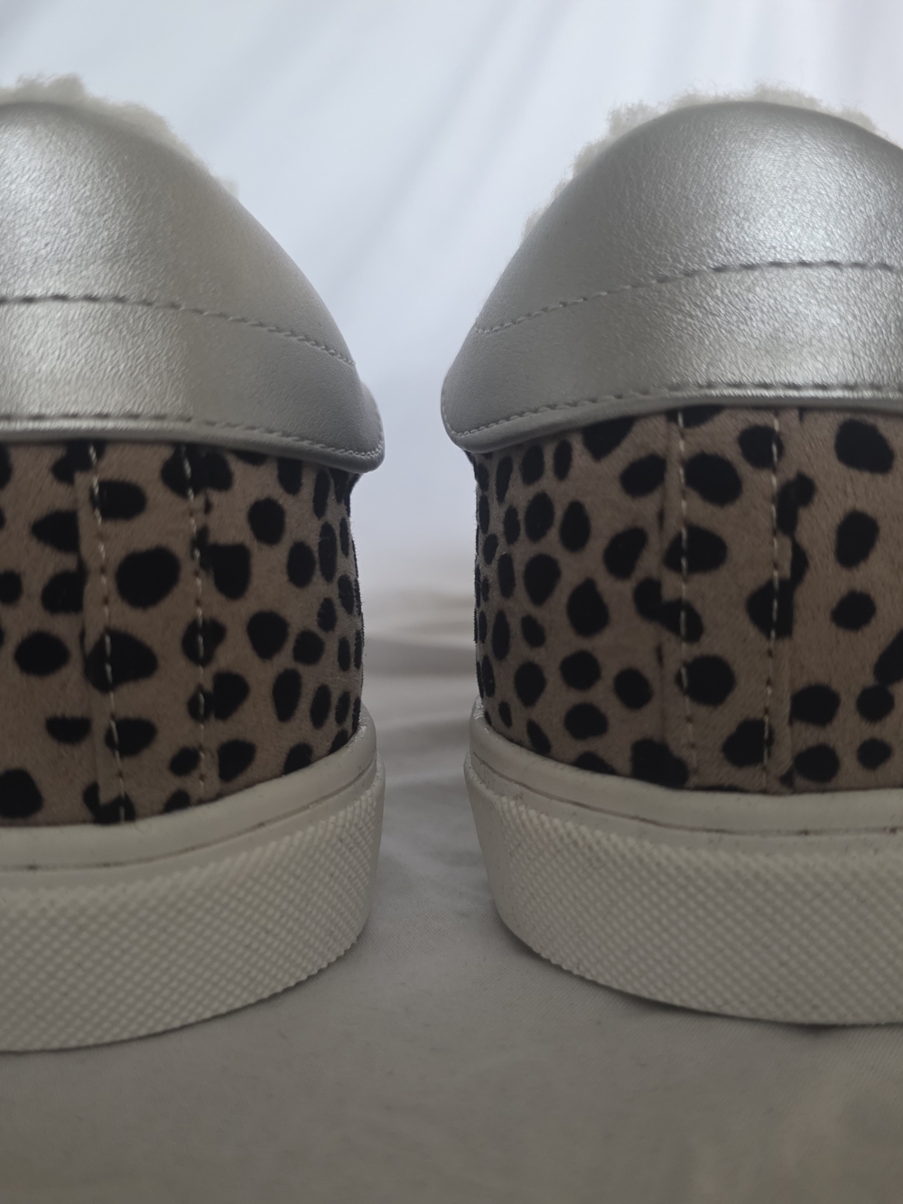 Beige Leopard-Print Lace-Up Sneakers with Silver Star Accent - Picture 6 of 9
